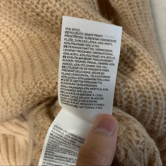 NWT H&M Beige Knit Pullover Hoodie - Picture 8 of 11